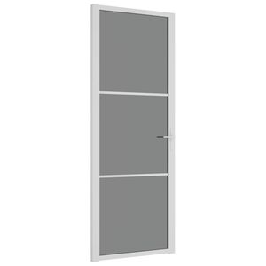 vidaXL Ușă de interior, 76x201,5 cm, alb, sticlă ESG și aluminiu