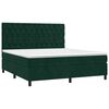vidaXL Pat box spring cu saltea, verde &icirc;nchis, 160x200 cm, catifea
