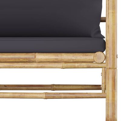 vidaXL Set mobilier de grădină cu perne gri închis, 8 piese, bambus