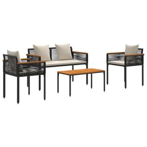 vidaXL Set de Mobilier pentru Exterior 4 pcs Negru și Alb crem