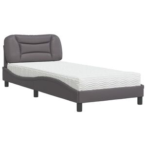 vidaXL Pat cu saltea, Hvar, gri, 80x200 cm, piele ecologică