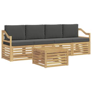 vidaXL Set de canapele de exterior 5 buc. Alb și antracit Poliester