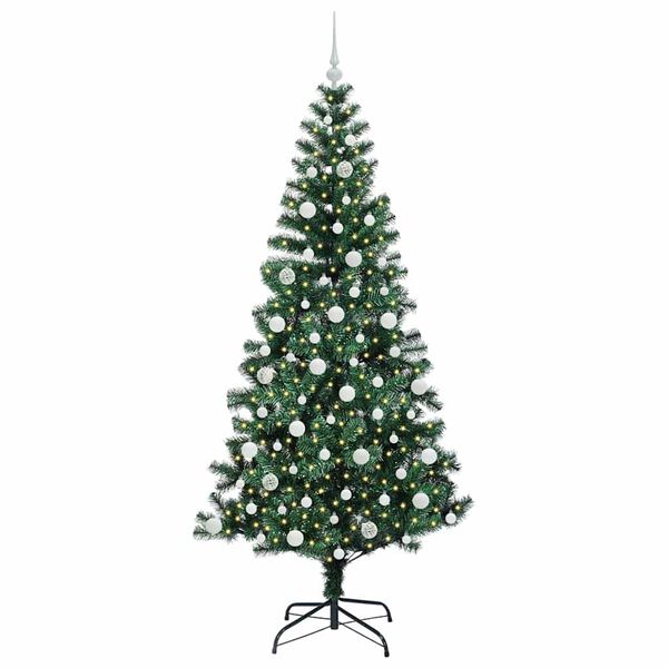 vidaXL Pom de Crăciun artificial pre-iluminat cu 300 LED Verde 210 cm