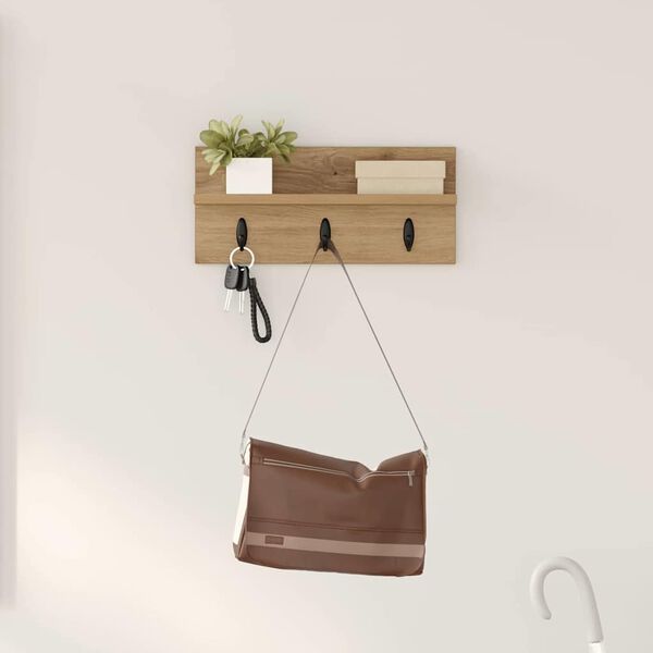 vidaXL Răcător de paltoane montat pe perete Pe perete Stejar Artizanal