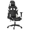 vidaXL Scaun de gaming masaj/suport picioare alb/negru piele eco