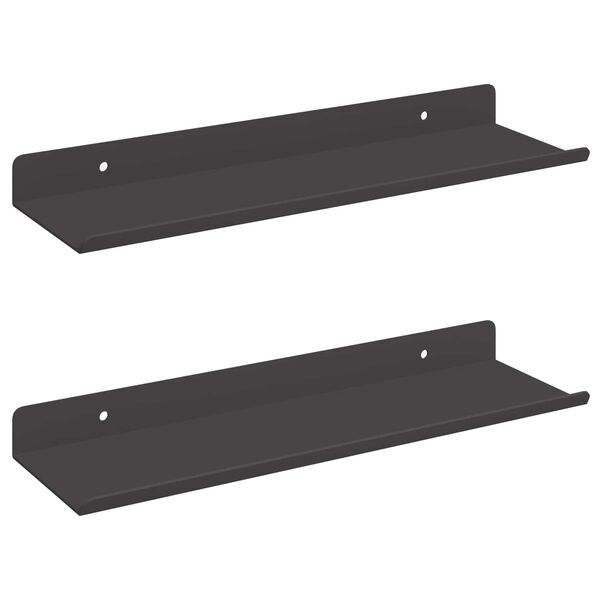 vidaXL Raft de perete cu raft Pe perete 2 pcs Negru 80 x 9 x 2.5 cm