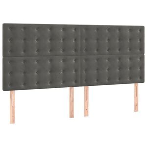 vidaXL Tăblie de pat gri &icirc;nchis 200x5x118/128 cm catifea
