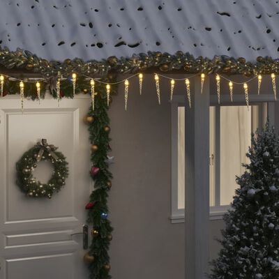 vidaXL Luminițe de Crăciun țurțuri 100 LED-uri alb cald 10 m PVC acril