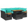 vidaXL Set canapele de grădină cu perne, 7 piese, negru, poliratan