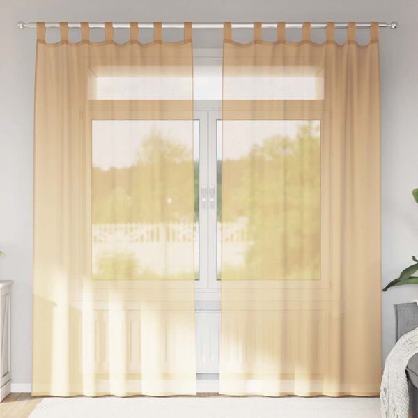 vidaXL Perdele Voile cu Bucle 2 buc Nisip 140x245 cm