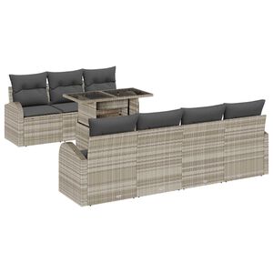 vidaXL Set de canapele pentru grădină 8 pcs Gri deschis Rattan poli
