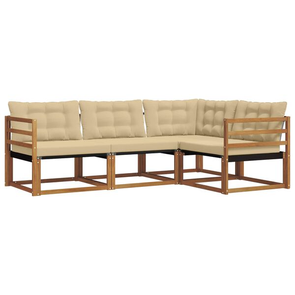 vidaXL Set de canapele de exterior cu pernă 4 pcs Natural și Bej