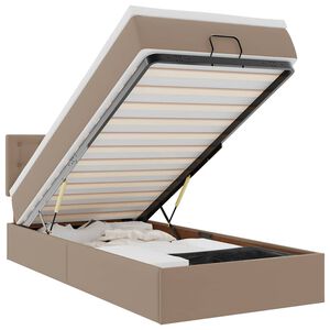 vidaXL Cadru de pat otoman cu saltea Cappucino piele artificială