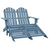 vidaXL Scaun grădină Adirondack 2 locuri & otoman, albastru, lemn brad