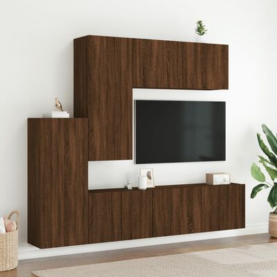 vidaXL Unități TV de perete, 5 piese, stejar maro, lemn prelucrat