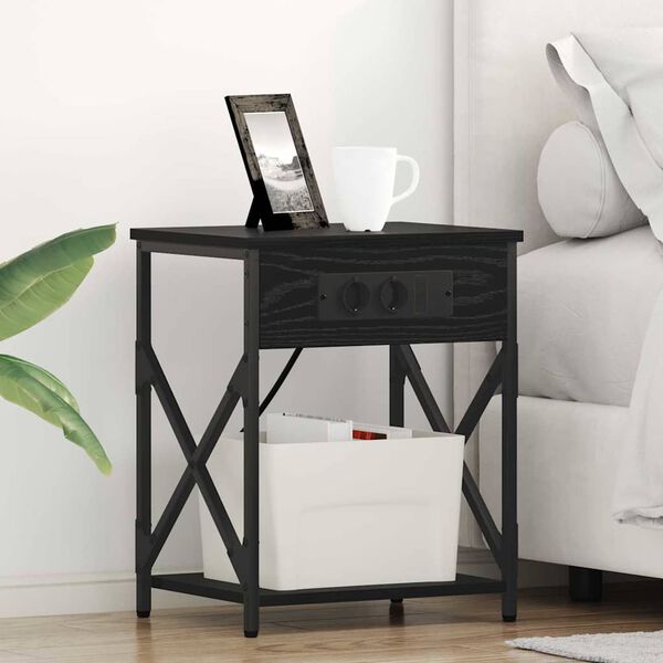 vidaXL Dulap de noapte Stejar Negru 41 x 31 x 51 cm Lemn compozit