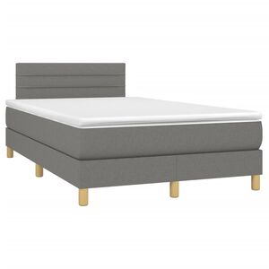 vidaXL Pat box spring cu saltea, gri &icirc;nchis, 120x190 cm, textil