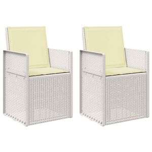 vidaXL Scaune de Dining pentru Grădină 2 pcs Alb și crem PP