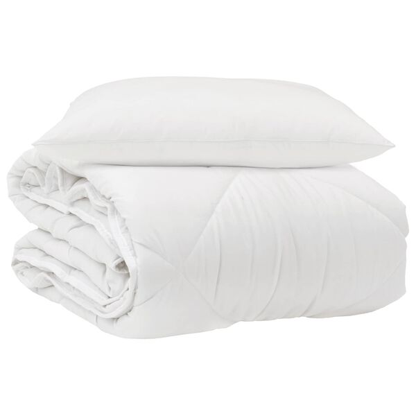 vidaXL Duvet pentru Toate Sezoanele cu pernă 2 pcs Alb Microfibră