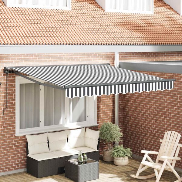 vidaXL Cortina Retractabilă Manual Antracit și Alb 300 x 250 cm
