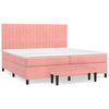 vidaXL Pat box spring cu saltea, roz, 200x200 cm, catifea