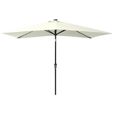vidaXL Umbrelă de soare cu stâlp din oțel & LED-uri, nisipiu, 2x3 m