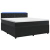 vidaXL Pat boxspring cu saltea cu benzi LED Negru 160 x 200 cm Catifea