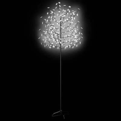 vidaXL Pom Crăciun, 220 LED-uri alb rece, flori de cireș, 220 cm