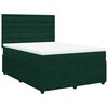 vidaXL Pat box spring cu saltea, verde &icirc;nchis, 140x190 cm, catifea