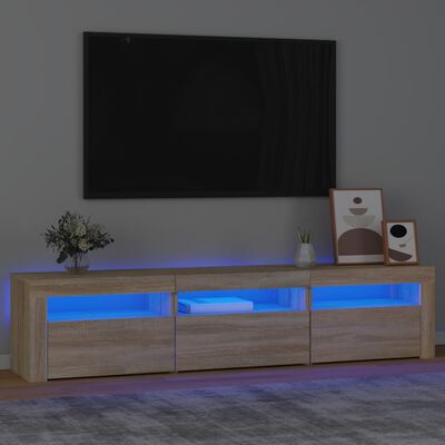 vidaXL Comodă TV cu lumini LED, stejar sonoma, 180x35x40 cm