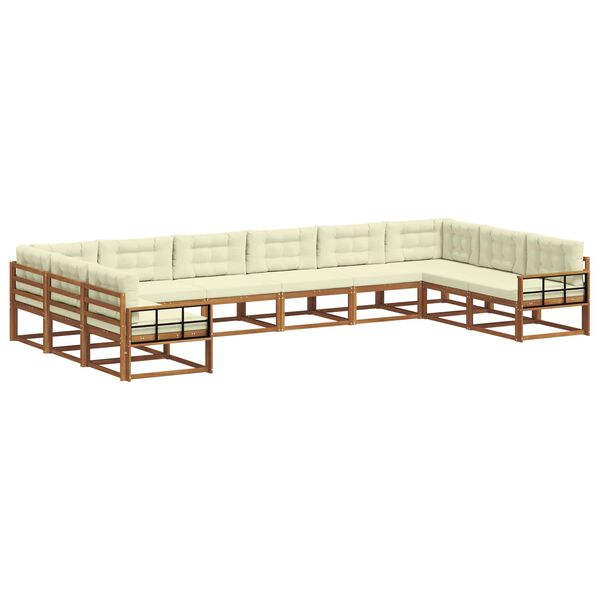 vidaXL Set de canapele de exterior cu pernă 10 pcs Natural și Crem