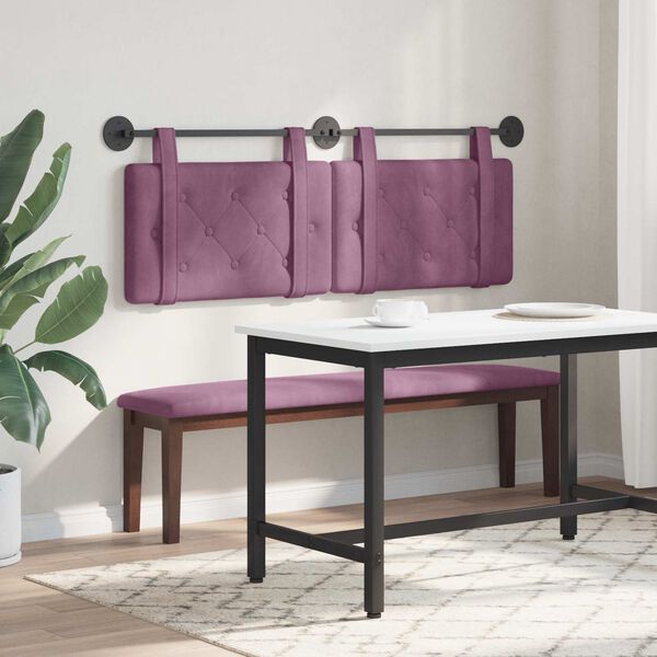 vidaXL Cap de pat suspendat Pe perete Violet 150 x 55 x 5 cm Catifea