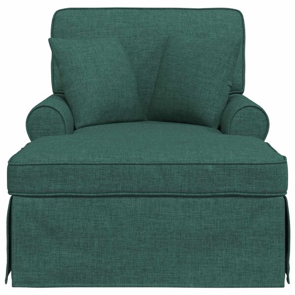 vidaXL Chaise Lounge cu fustă Verde &icirc;nchis 91 x 157 x 91 cm țesătură