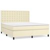vidaXL Pat box spring cu saltea, crem, 180x200 cm, piele ecologică