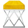 vidaXL Bancă, galben muștar, catifea și oțel inoxidabil