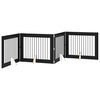vidaXL Poartă pentru c&acirc;ini pliabilă cu suporturi 4 pcs Stejar Negru