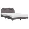 vidaXL Pat, Viana, cu saltea, gri, 140x190 cm, piele ecologică