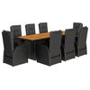 vidaXL Set mobilier de grădină cu perne, 9 piese, negru, poliratan