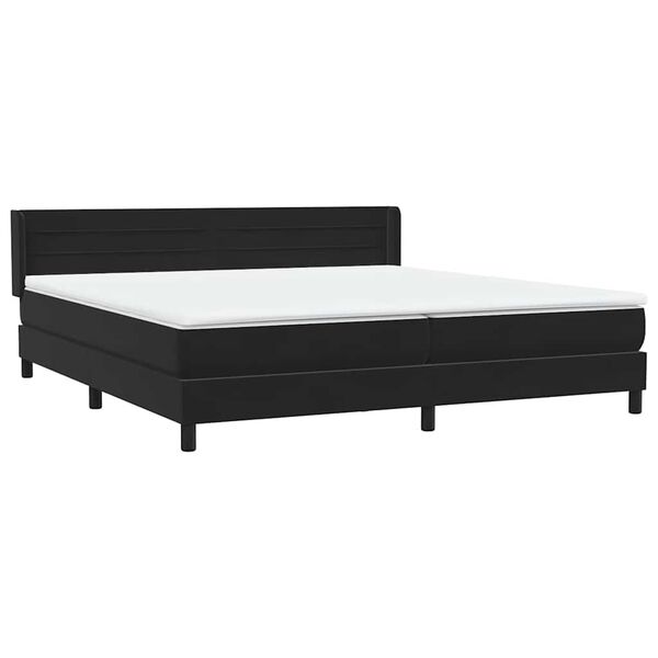 vidaXL Pat box spring cu saltea, negru, 200x210 cm, catifea