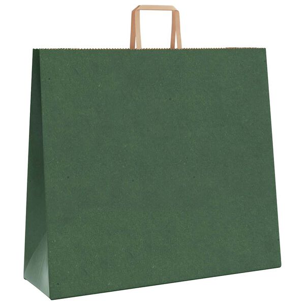 vidaXL Pungi de h&acirc;rtie 50 buc cu m&acirc;nere verde 54x15x49 cm