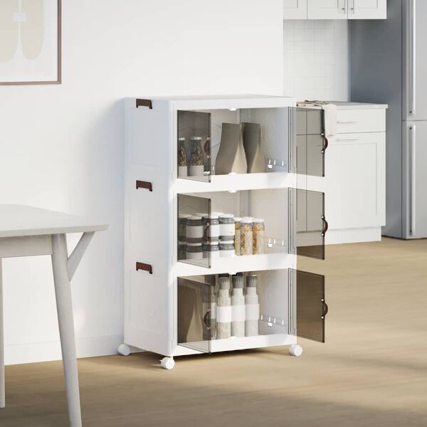 vidaXL Cutie de depozitare stivuită cu roți 3 niveluri 75 L