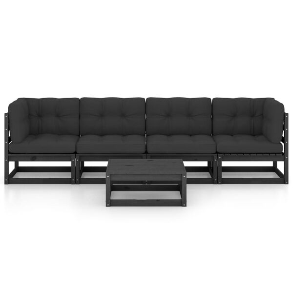 vidaXL Set mobilier grădină cu perne, 5 piese, lemn masiv pin