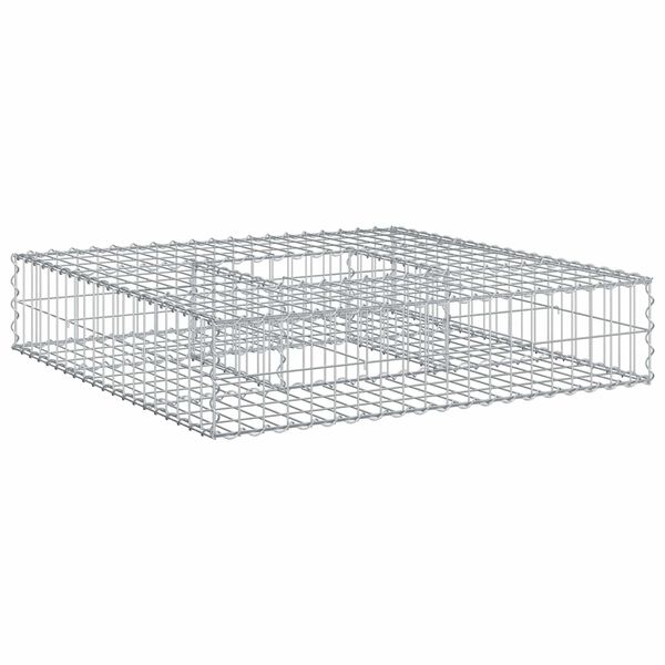 vidaXL Pat ridicat din gabion Argintiu 100 x 100 x 20 cm