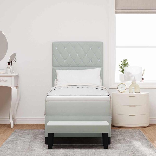 vidaXL Pat cu arcuri cu saltea Gri deschis 80 x 200 cm Catifea