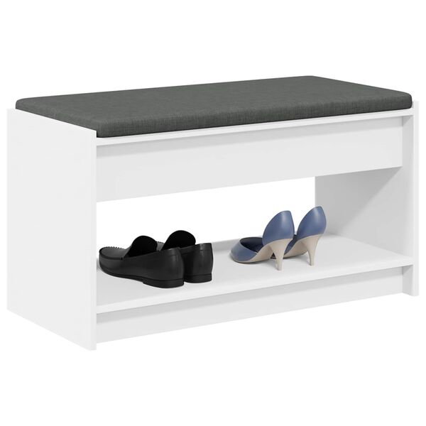 vidaXL Bancă pentru hol cu pernă cu raft Alb 83 x 38 x 45 cm