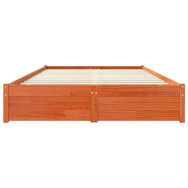 vidaXL Cadru de pat Maroniu cerat 140 x 200 cm Lemn de pin masiv