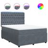 vidaXL Pat box spring cu saltea, gri &icirc;nchis, 160x200 cm, catifea