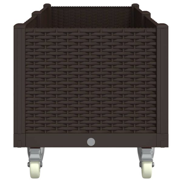 vidaXL Jardinieră de grădină cu picioare, maro, 160x50x54 cm, PP