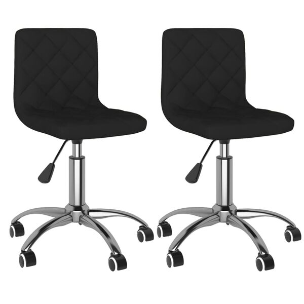 vidaXL Scaune de bucătărie pivotante, 2 buc., negru, catifea