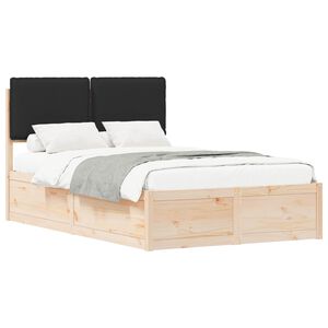 vidaXL Cadru de pat cu tăblie tapițată cu headboard Negru 120 x 200 cm